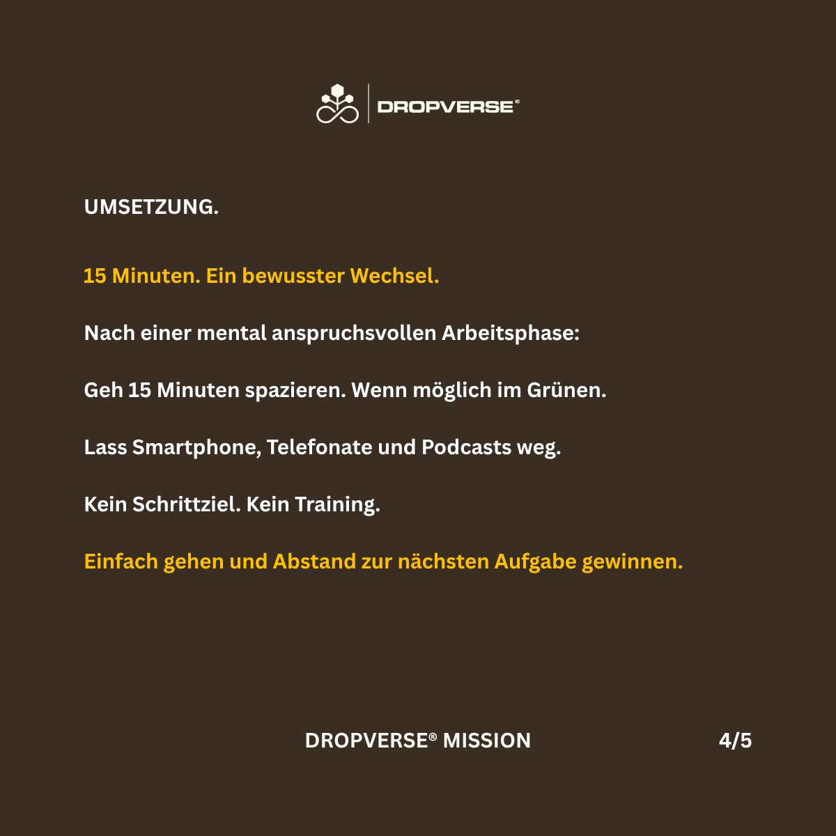 DROPVERSE® MISSION Level 1, Mission 06 "Walk", Seite 3 - Umsetzung