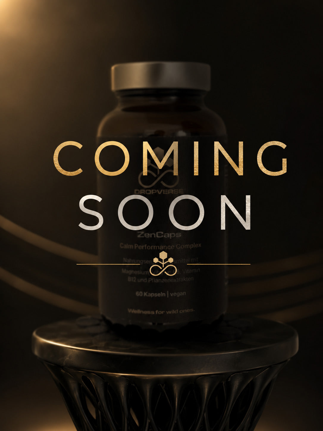 DROPVERSE ZenCaps Calm Performance Complex Nahrungsergänzungsmittel mit Magnesium, Vitamin B6, Vitamin B12 und Pflanzenextrakten – Coming Soon Produktvisualisierung
