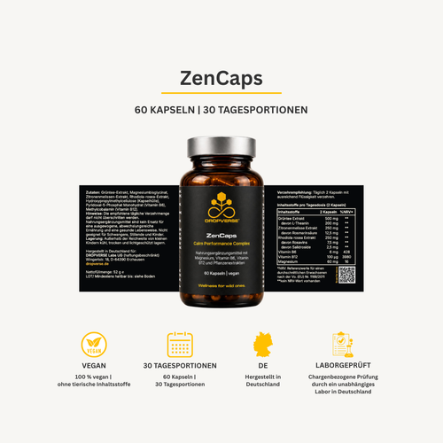 Infografik zum DROPVERSE® ZenCaps Solo (1er-Set), 30 Tagesportionen